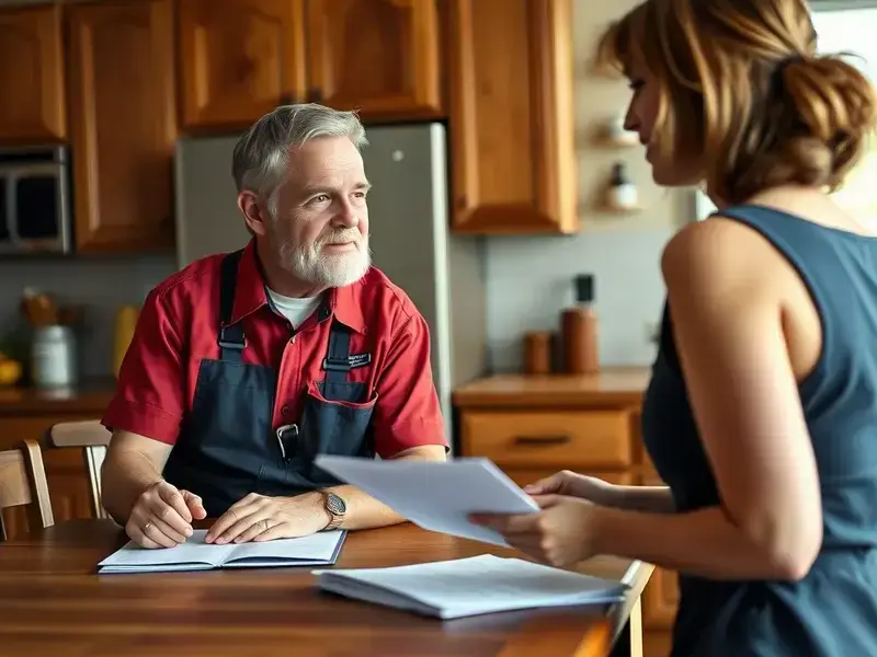 Technician discussing project with customer